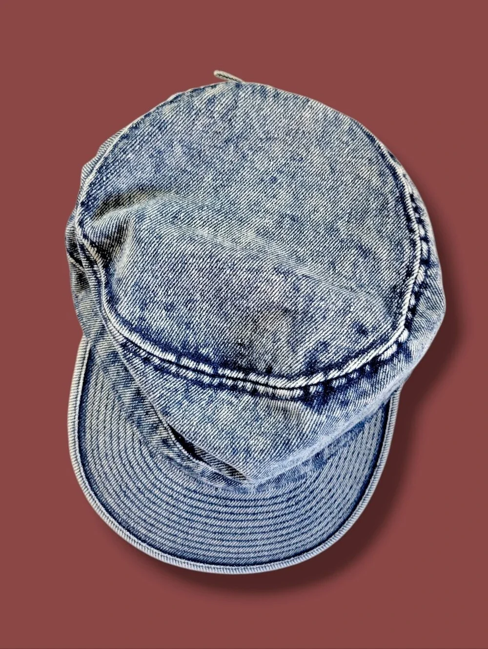 Cara Park | Blue Light Wash Denim Military-Style Cadet Cap (OS)